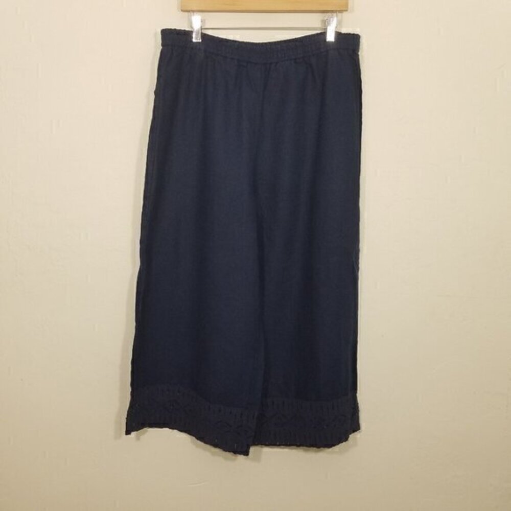 MICHAEL Michael Kors LINEN Crop Pull-On Pants Blue Size XL
